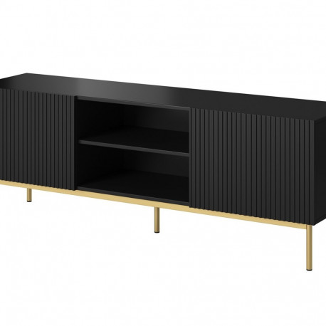 PAFOS RTV cabinet on golden steel frame 150x40x60 cm matte black