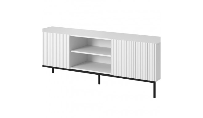 PAFOS RTV kapp mustal terasraamil 150x40x60 cm valge matt