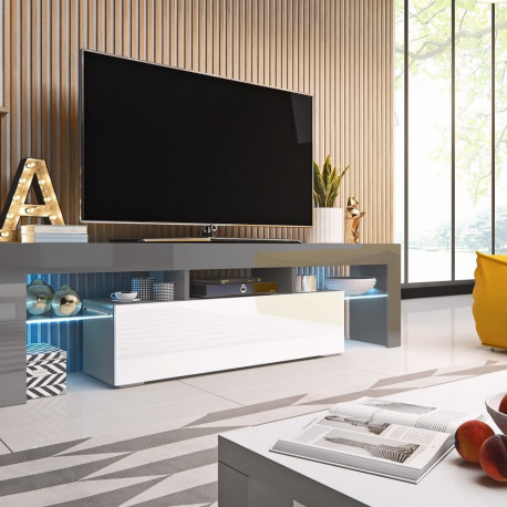 Cama TV alus TORO 158 hall/valge läikiv