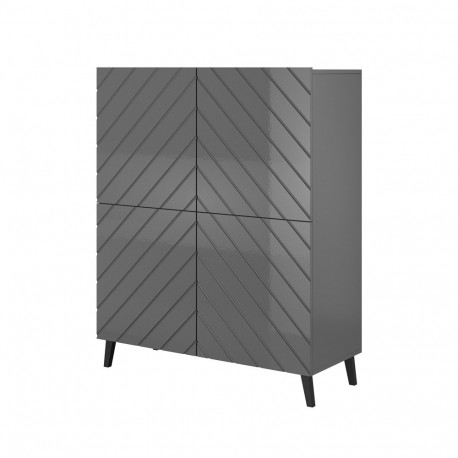 Shelving unit ABETO 100.5 x 40 x 121.5 cm graphite/glossy graphite