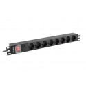 LANBERG toiteplokk PDU rack 19" (1U, 16A, 8x Schuko, 2 m)