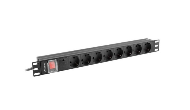 LANBERG POWER STRIP PDU RACK 19" (1U, 16A, 8X Shuko, 2m)