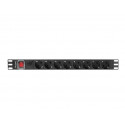 LANBERG toiteplokk PDU rack 19" (1U, 16A, 8x Schuko, 2 m)