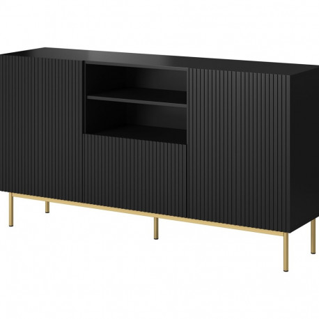 PAFOS chest of drawers on golden steel frame 150x40x90 cm matte black