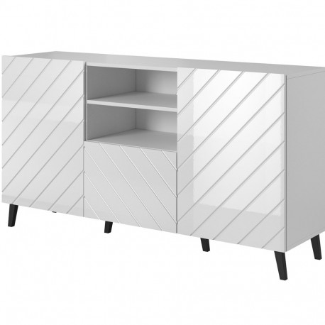 ABETO chest of drawers 150x42x82 white glossy