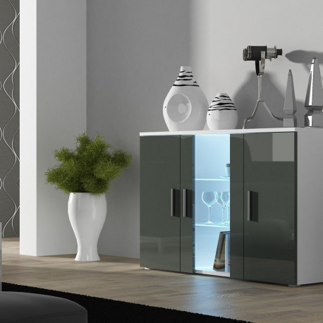 Cama SOHO S7 120 cm valge/hall läikiv kummut