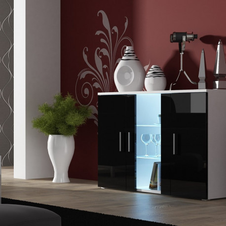 Cama SOHO S7 120 cm valge/must läikiv kummut