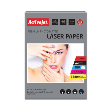 Activejet AP4-110M100L matt fotopaber laserprinteritele A4 100 tk
