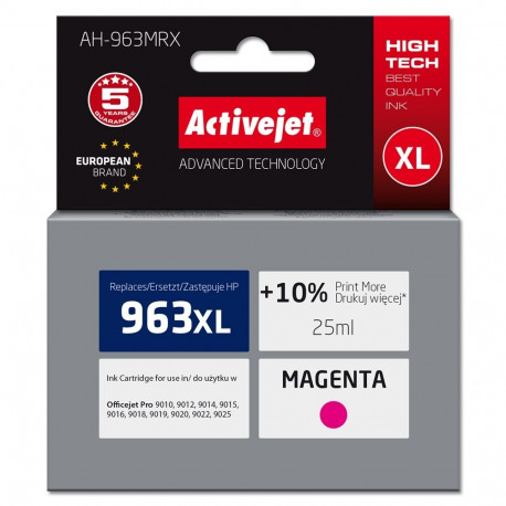 Activejet AH-963MRX Ink (replacement for HP 963XL 3JA28AE; Premium; 1760 pages; 25 ml, magenta)