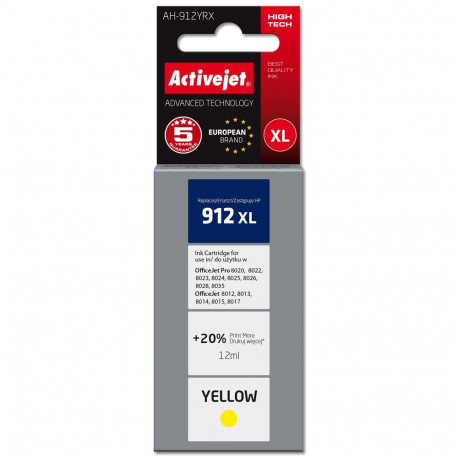 Activejet AH-912YRX Ink Cartridge (replacement for HP 912XL 3YL83AE; Premium; 990 pages; 12 ml, yell