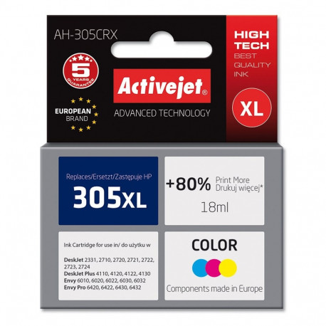 Activejet AH-305CRX Ink (replacement for HP 305XL 3YM63AE; Premium; 18 ml; color Cyan, Magenta, Gelb