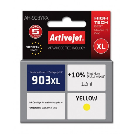Activejet AH-903YRX tindikassett (asendus HP 903XL T6M11AE; premium; 12 ml; kollane)