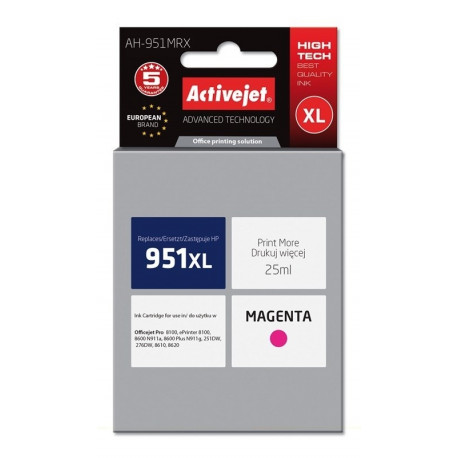 Activejet AH-951MRX tindikassett (asendus HP 951XL CN047AE; premium; 25 ml; magenta)