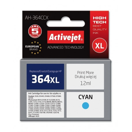 Activejet AH-364CCX Ink (replacement for HP 364XL CB323EE; Premium; 12 ml; cyan)