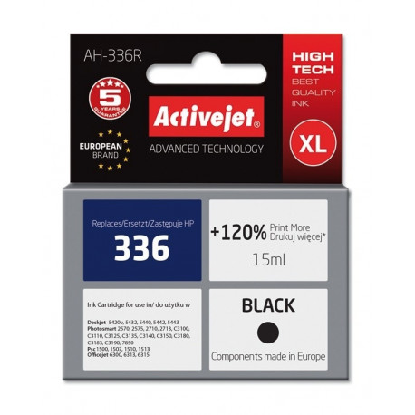 Activejet AH-336R Ink (replacement for HP 336 C9362EE; Premium; 15 ml; black)