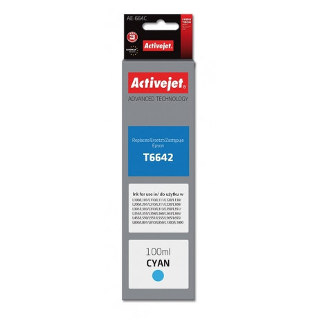 Activejet AE-664C Supreme tindipudel (Epson T6642 asendus), 100 ml, tsüaan