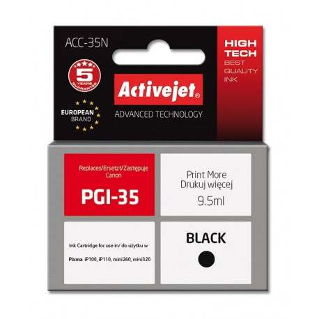 Activejet ACC-35N tindikassett (asendus Canon PGI-35; Supreme; 9,5 ml; must)