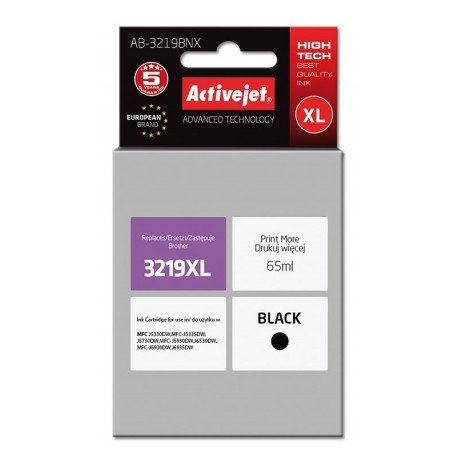 Activejet AB-3219BNX tindikassett (asendus Brother LC3219Bk XL; Supreme; 65 ml; must)