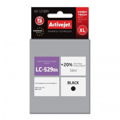 Activejet AB-529BN tindikassett (asendus Brother LC529BK; Supreme; 58 ml; must)