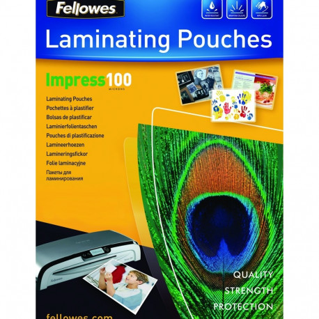 Fellowes A4 Glossy 100 Micron Laminating Pouch - 100 pack
