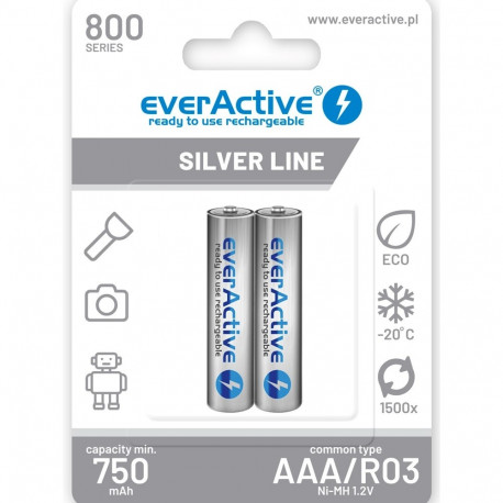Rechargeable batteries everActive Ni-MH R03 AAA 800 mAh Silver Line - 2 pieces