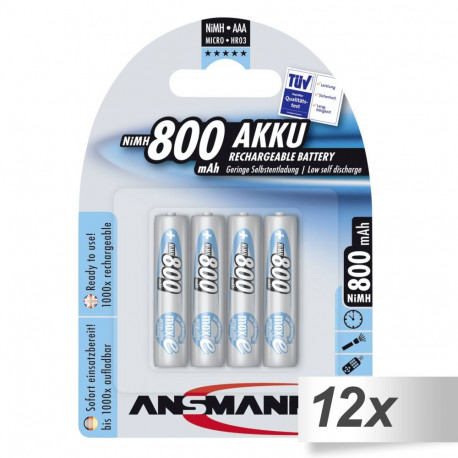 12x4 Ansmann maxE NiMH bat. Micro AAA 800 mAh