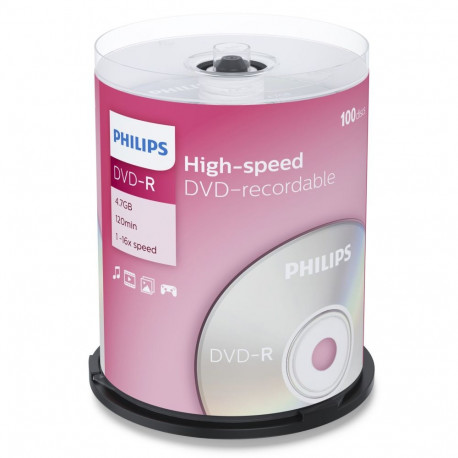 Philips DVD-R 4.7GB x16 Cake Box 100