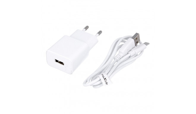 Maxlife MXTC-01 charger 1x USB 1A whIte + USB-C cable