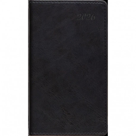 Taskumärkmik Mini must, kõvaköide, kunstnahast kaantega 2026a.