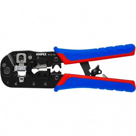 KNIPEX crimping pliers 97 51 13 for Western plugs (blue/red, for RJ-45 plugs)