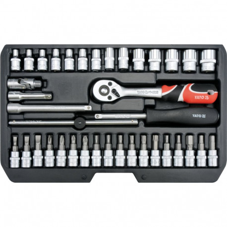 Yato YT-14471 Tööriistakomplekt 1/4", 38tk, 72 hammast, CrV/S2, AS-DRIVE, kohvris