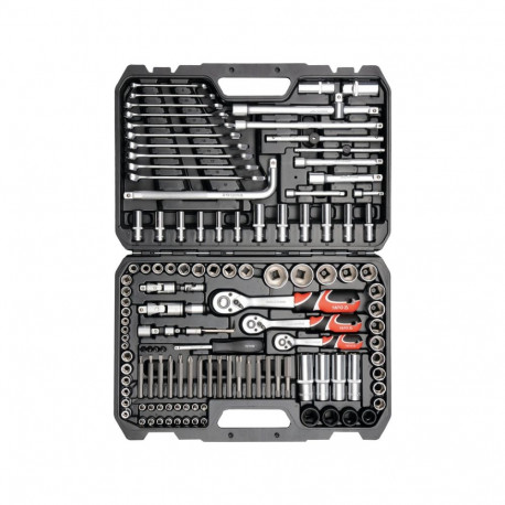 Yato Tööriistakomplekt YT-38872, 128tk, 1/4" (6.3mm), 3/8" (9.5mm), 1/2" (12.7mm), 72 hammast, AS-DR
