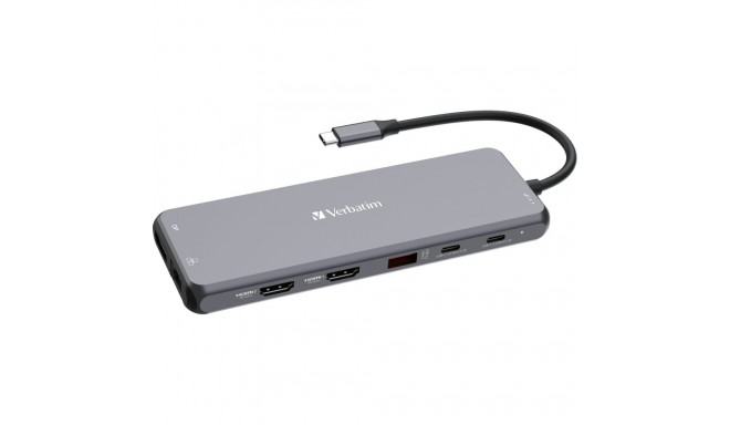 Verbatim USB-C 13in1 - 2xHDMI/DP/Eternet/6xUSB-A/Jack 3.5mm/2xUSB-C alumiinium