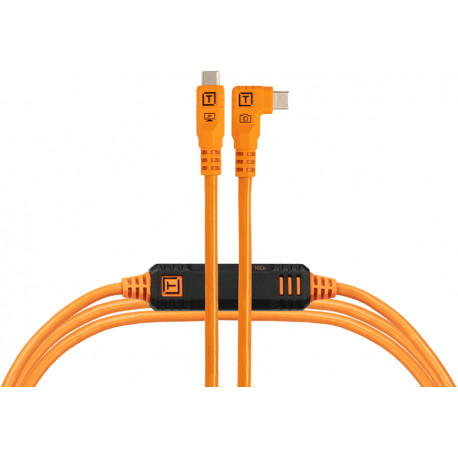 Tether Tools cable USB-C - USB-C TetherPro Optima 10G Right Angle 3m, orange (CUC10RTG2B-ORG)