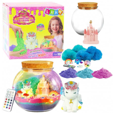 loominguline DIY terrariumikomplekt väikese ükssarvikuga LED-lamp pult