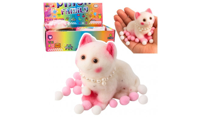 Gniotek Sensoryczny Miękki Kotek Z Perłami Pomponiki Biały 8cm