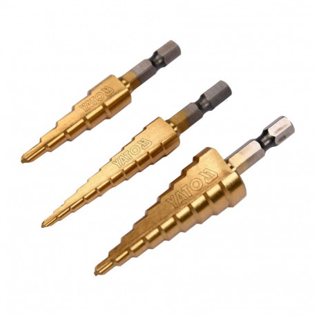 Yato YT-44731 Step drill set, 3pcs, 3-20mm, HSS 4241, TiN coated, cylindrical shank