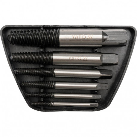 Yato kruvidekstraktorite komplekt YT-0590, 6 tk, 3-25 mm, 52-88 mm, GCr15 teras, kahjustatud kruvide