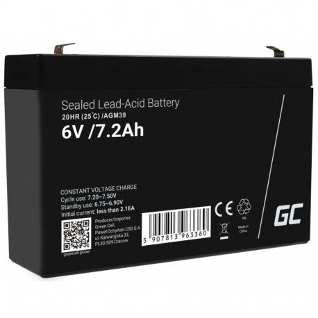Battery AGM VRLA 6V 7.2Ah
