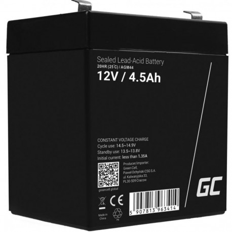Here is a detailed breakdown and common specifications for a 12V 4.5Ah AGM VRLA Battery
