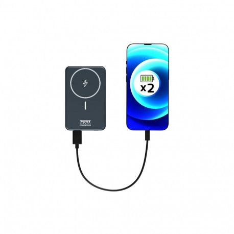 PORT CONNECT USB-C väline aku PD, juhtmevaba Qi2, 10000 mAh, sinine