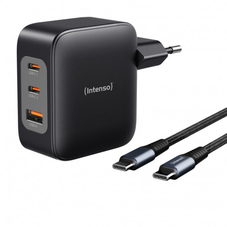 Intenso toiteadapter 100W GaN 2x USB-C 1x USB-A koos 2m kaabliga