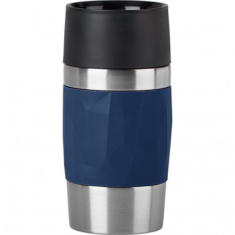 TRAVEL MUG Compact Thermobecher 0,3 Liter (dunkelblau/edelstahl, Drehverschluss)
