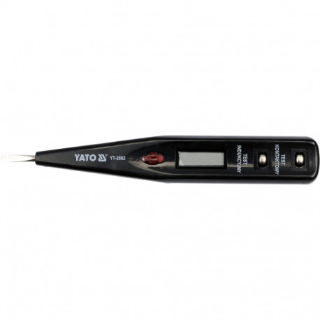 Yato digitaalne pingetester YT-2862, 12-250V, LCD, 50-500Hz, lame ots, 130mm, maandustest, LED indik