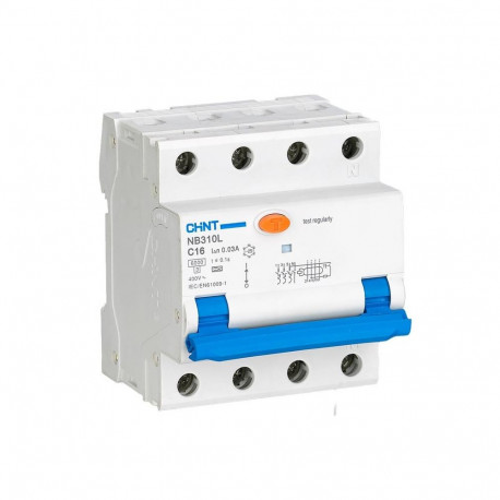 Chint RCBO kaitselüliti, NB310L/3N, 3P+N, C20, 30mA, A, 6kA, NB310L3PN30MAA20C