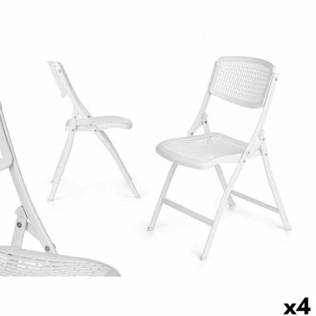 Folding Chair Gift Decor 12721 12721 White 59 x 50 x 82 cm 108 x 11,5 x 50 cm (4 Units)