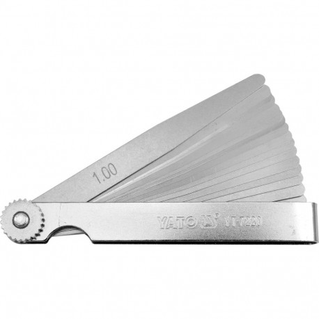 Yato YT-7220 feeler gauge, 17 leaves, 100mm, 10mm, 0.02-1mm, steel, for valve adjustment
