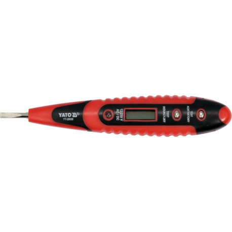 Yato YT-28630 digitaalne pingetester, 12-250V AC/DC, 50-500Hz, LCD, LED, pidevuse test