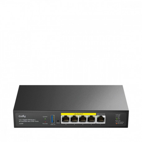 AP Controller 2-in-1 SMB Router / AP Controller, 1 Gigabit Ethernet + 4 Gigabit PoE+ PSE Por + 1 US