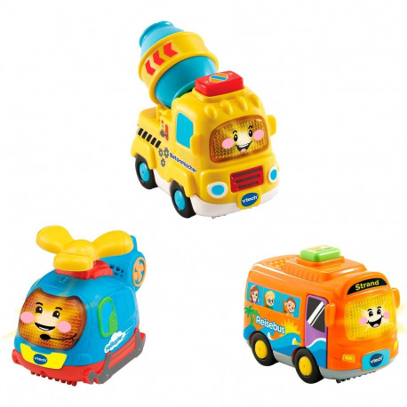 VTech Tut Tut Baby Flitzer - Set of 3 Coach, Helicopter, Concrete Mixer, Toy Vehicle